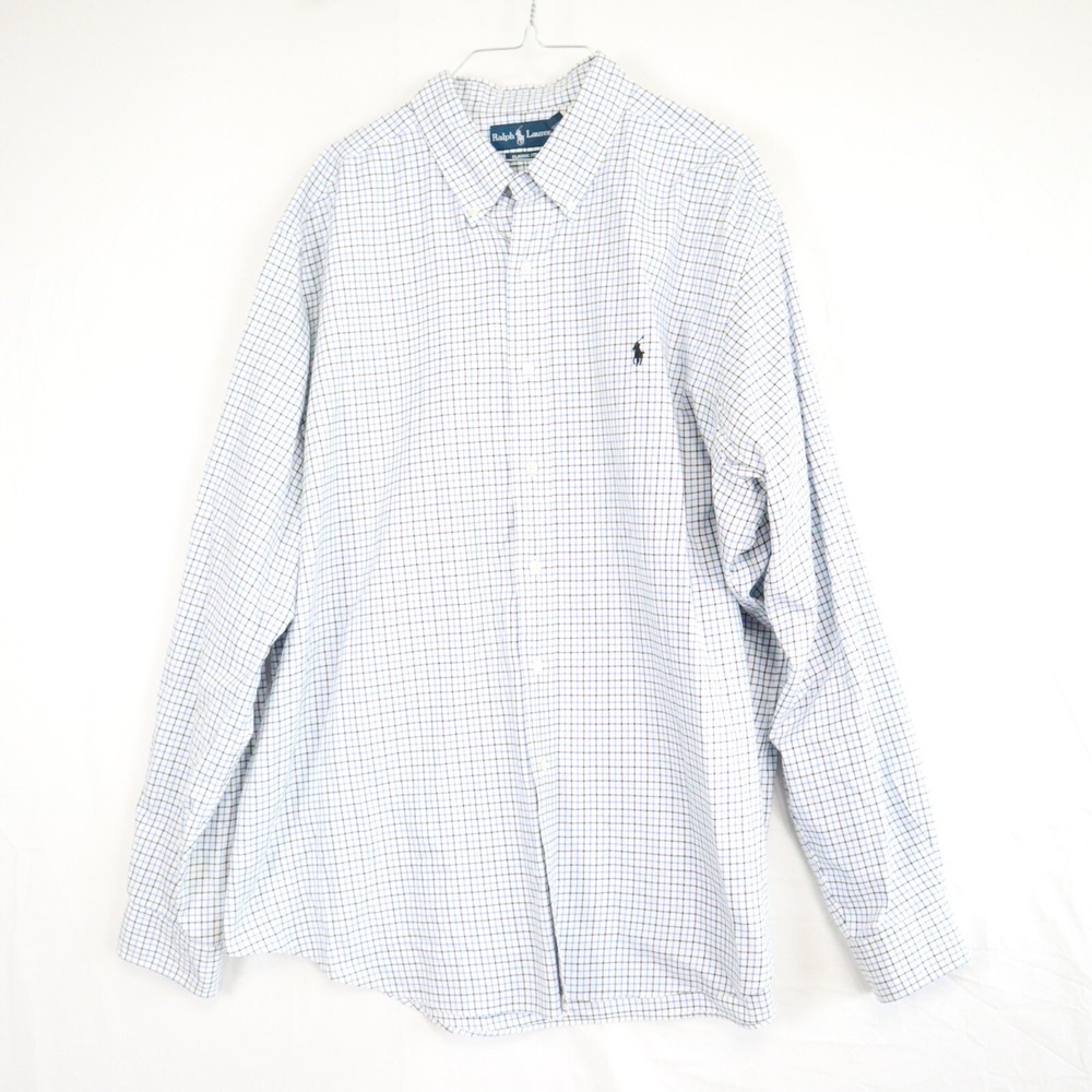 Ralph Lauren Shirt Mens 2XL XXL Classic Fit Casual Button Down Plaid Long Sleeve